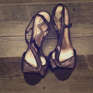 Charcoal gray sequined high heels